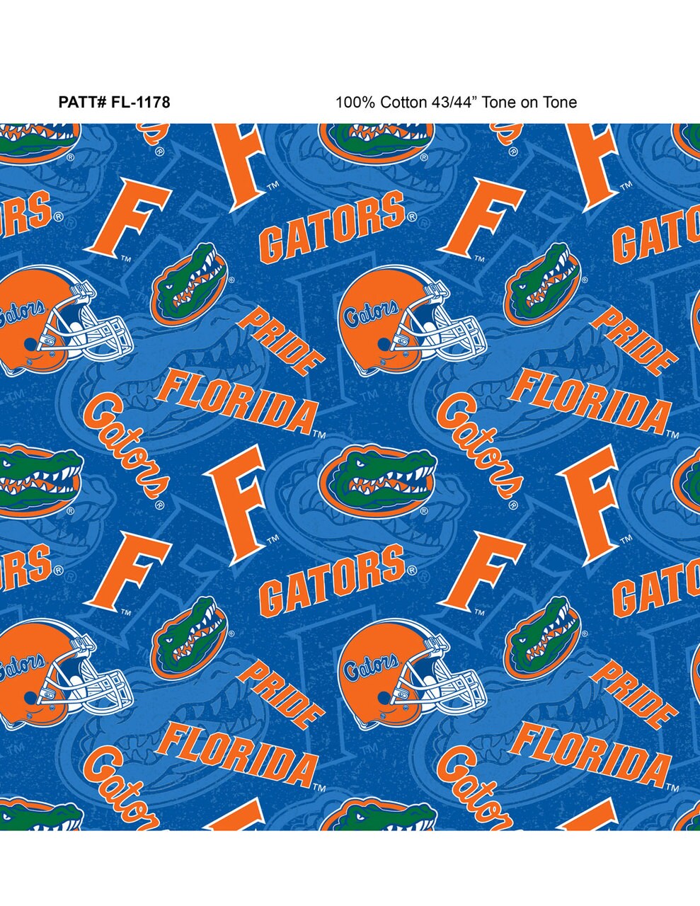 Sykel Enterprises-University of Florida Cotton Fabric-Florida Gators Tone On Tone Cotton Quilting Fabric